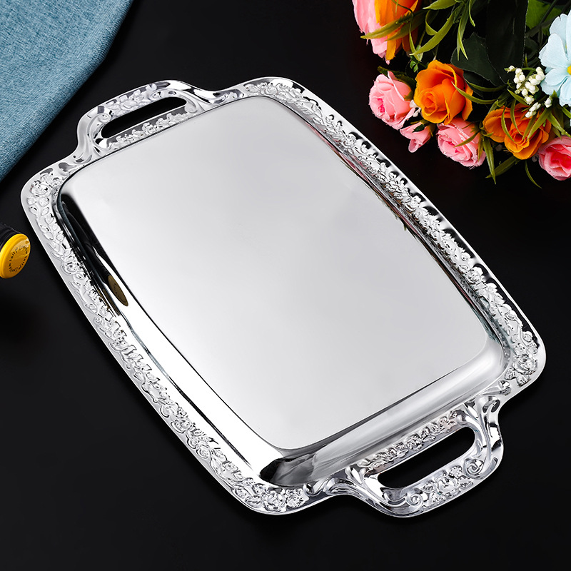 Khay inox 2 tay cầm chữ nhật OEM B181