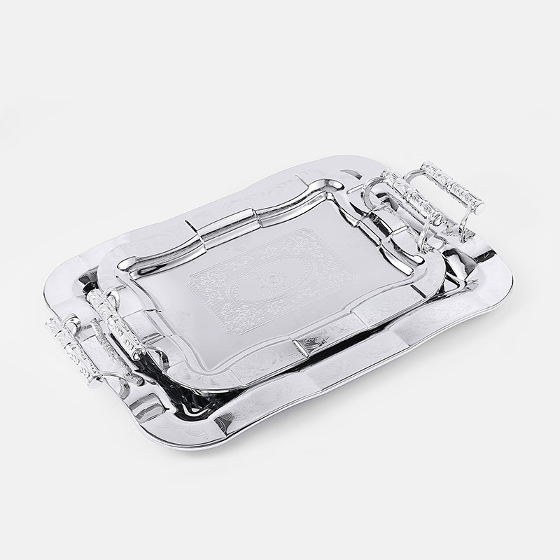 Khay inox chữ nhật 2 tay cầm OEM B185