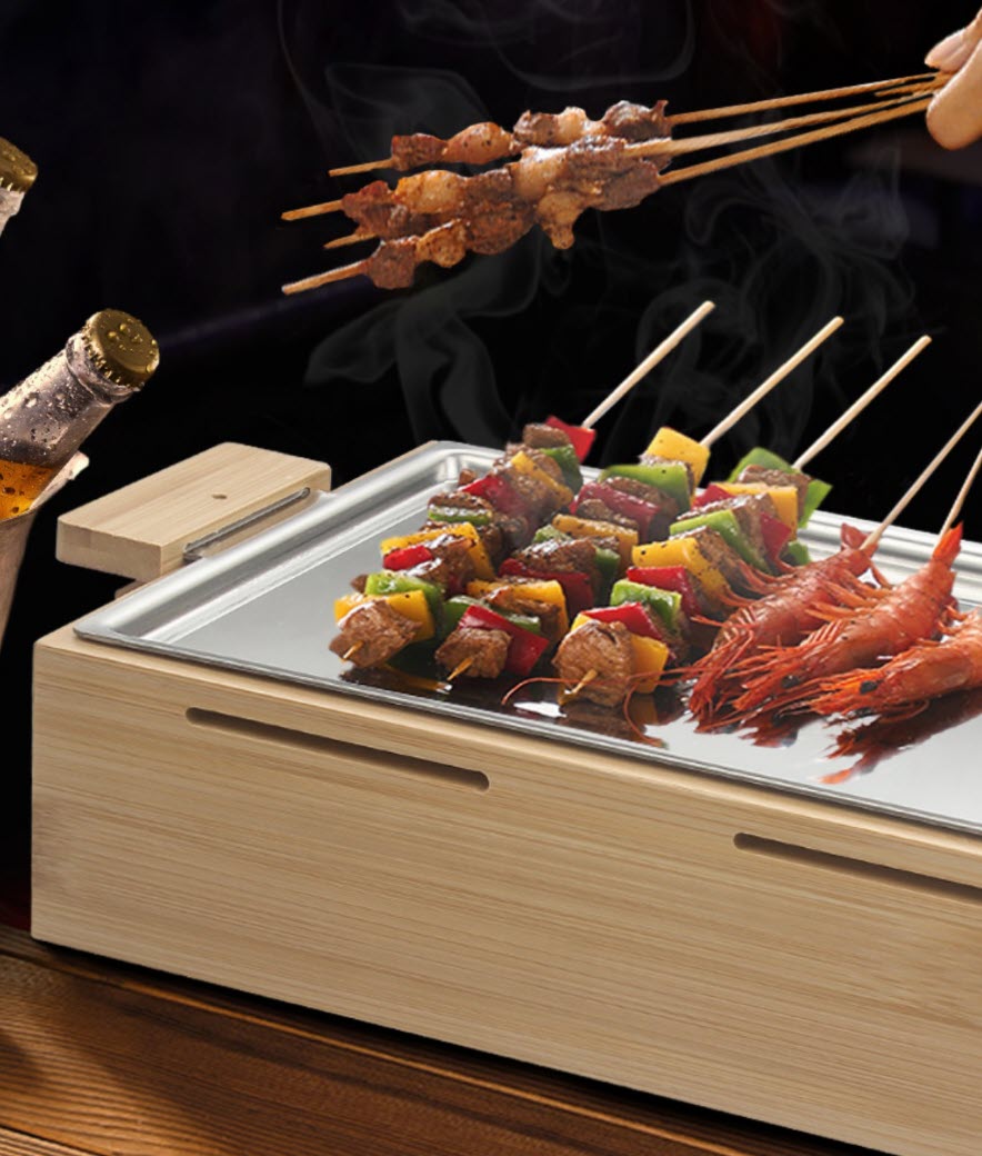 Bếp nướng cồn bộ vỉ nướng kèm bếp cồn nướng thịt bbq nướng hải sản inox 304 OEM CD010