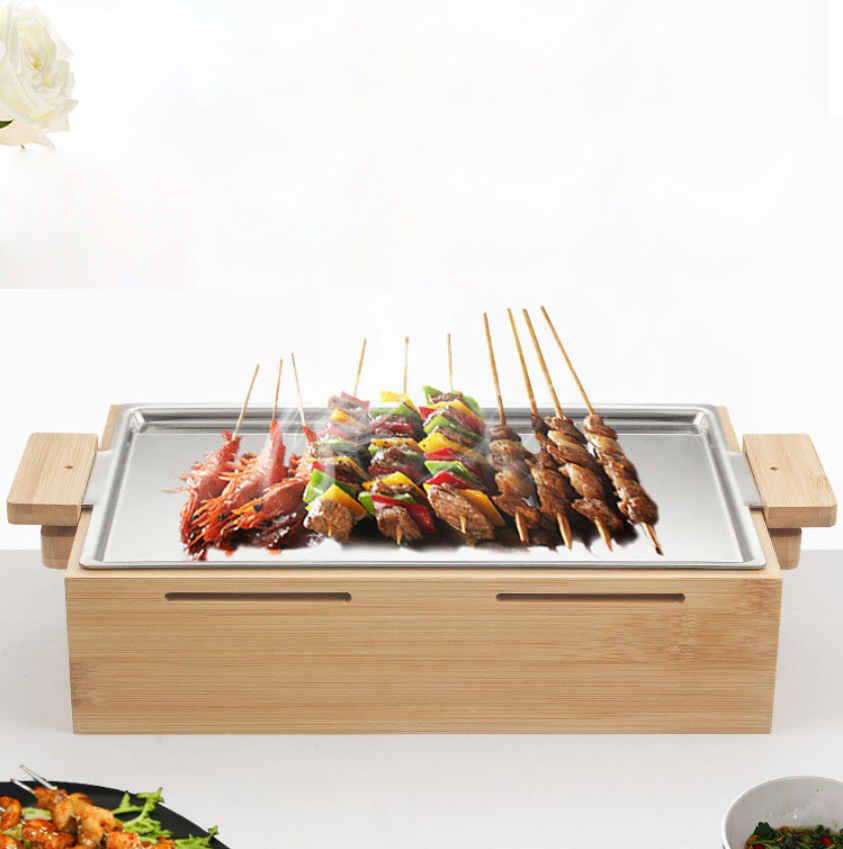 Bếp nướng cồn bộ vỉ nướng kèm bếp cồn nướng thịt bbq nướng hải sản inox 304 OEM CD010