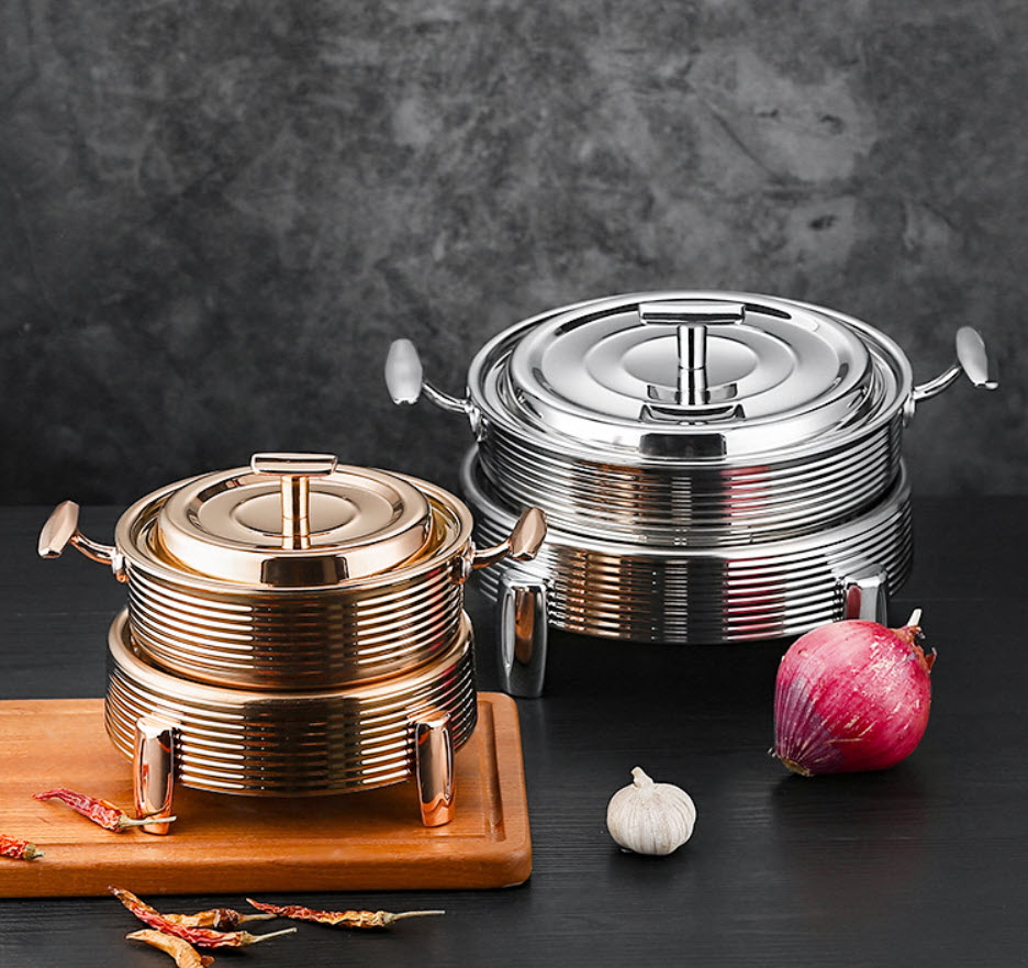 Nồi lẩu kèm bếp cồn inox 304 size 14-28cm OEM ZK001