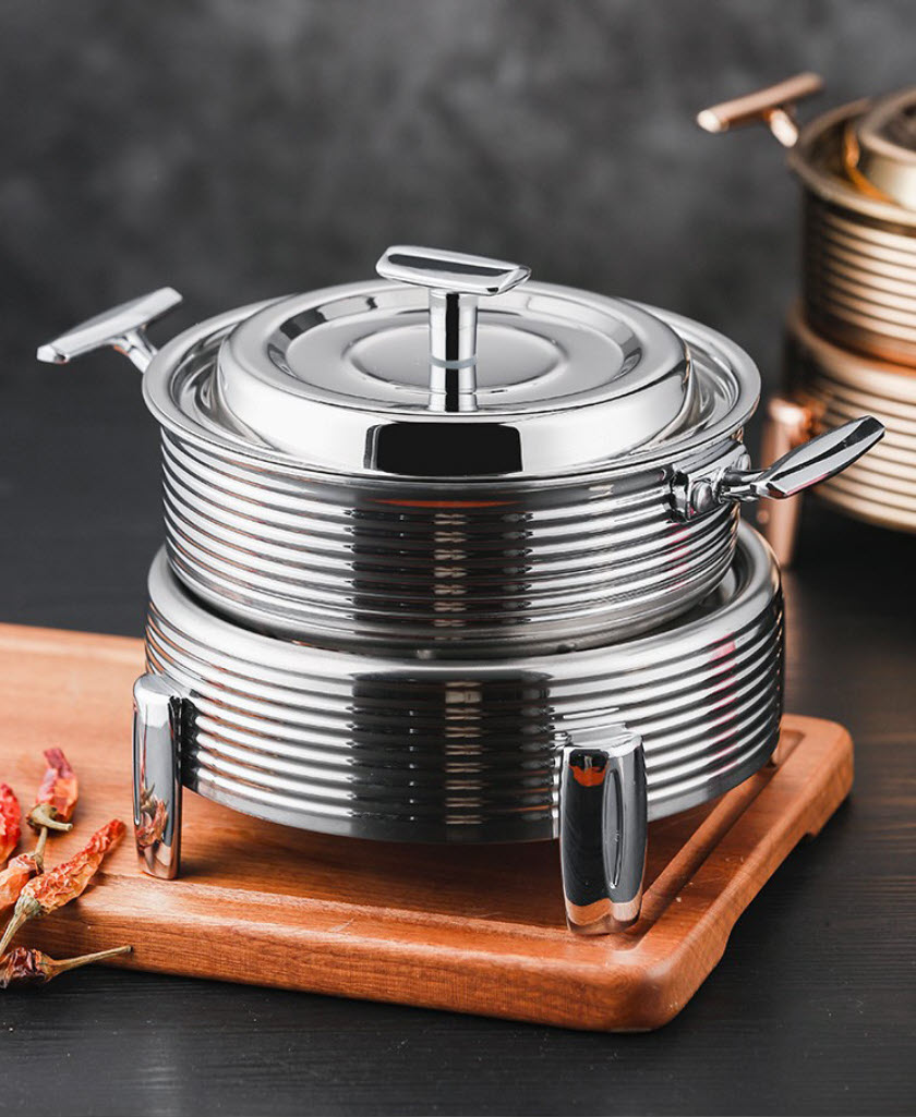 Nồi lẩu kèm bếp cồn inox 304 size 14-28cm OEM ZK001
