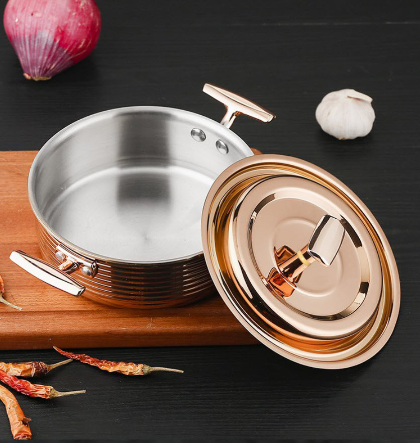 Nồi lẩu kèm bếp cồn inox 304 size 14-28cm OEM ZK001