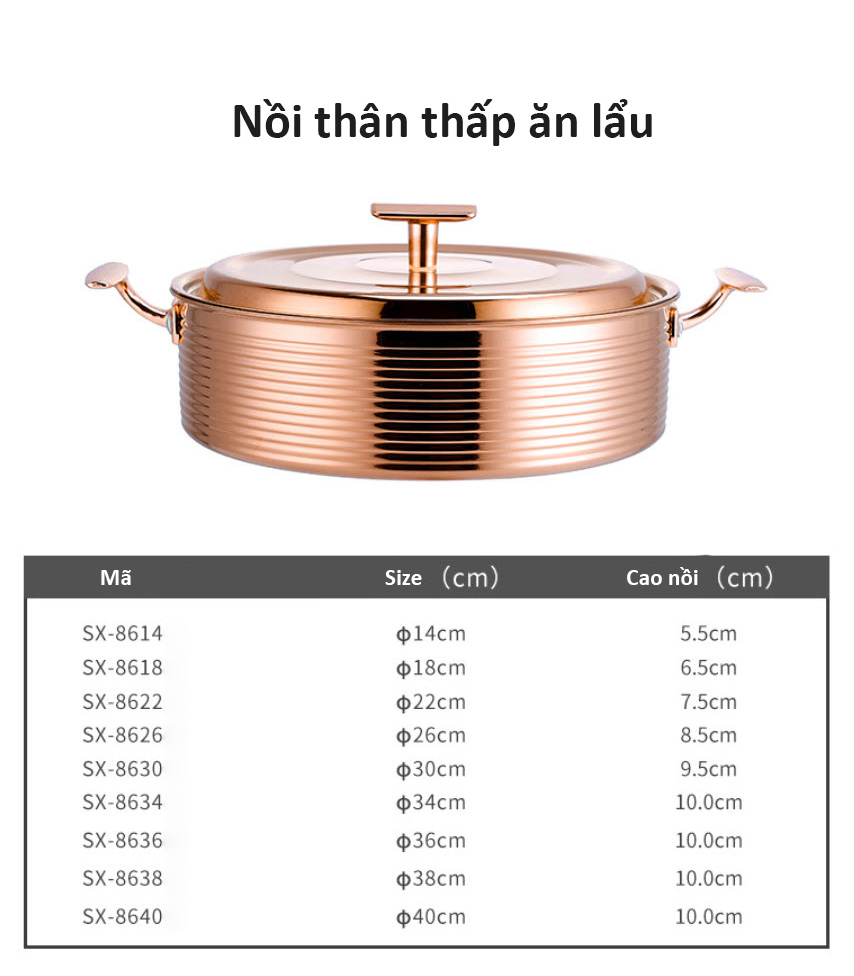 Nồi inox 304 mạ vàng thiết kế 3 lớp OEM ZK002