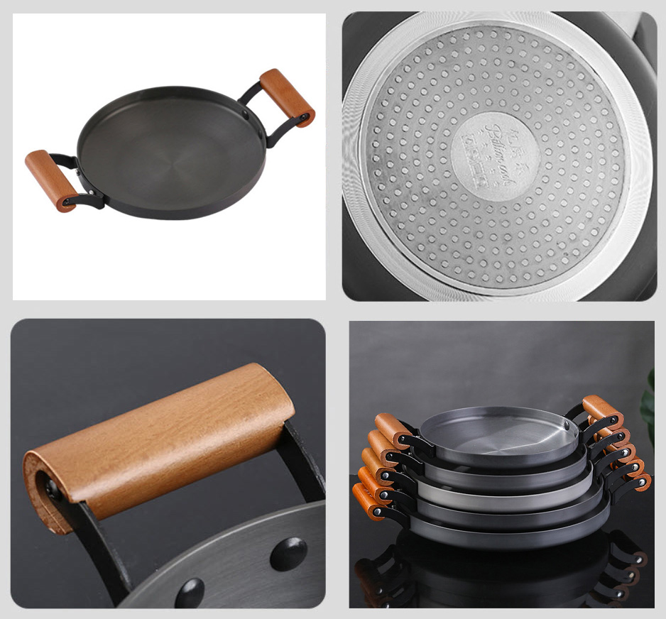 Chảo nhôm oxy hóa cứng tay cầm gỗ Japanese style OEM ZK008