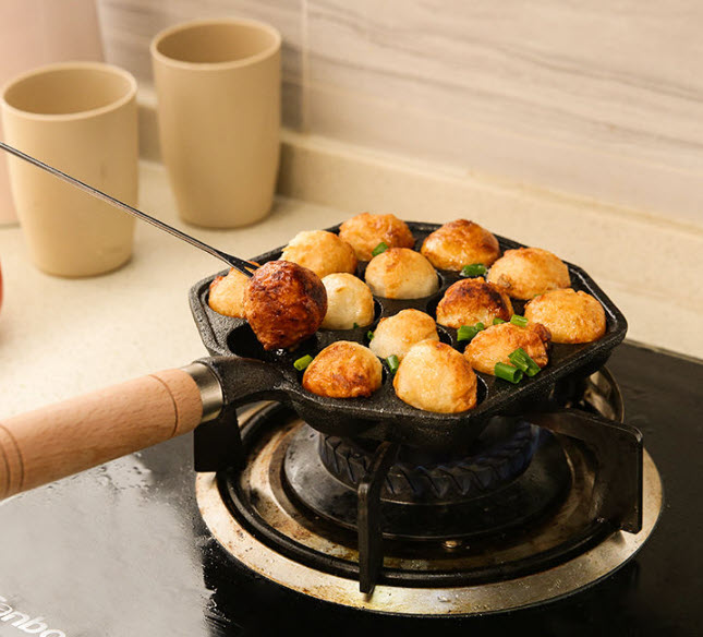 Chảo gang làm bánh bạch tuộc Takoyaki 14 ngăn OEM ZYS014
