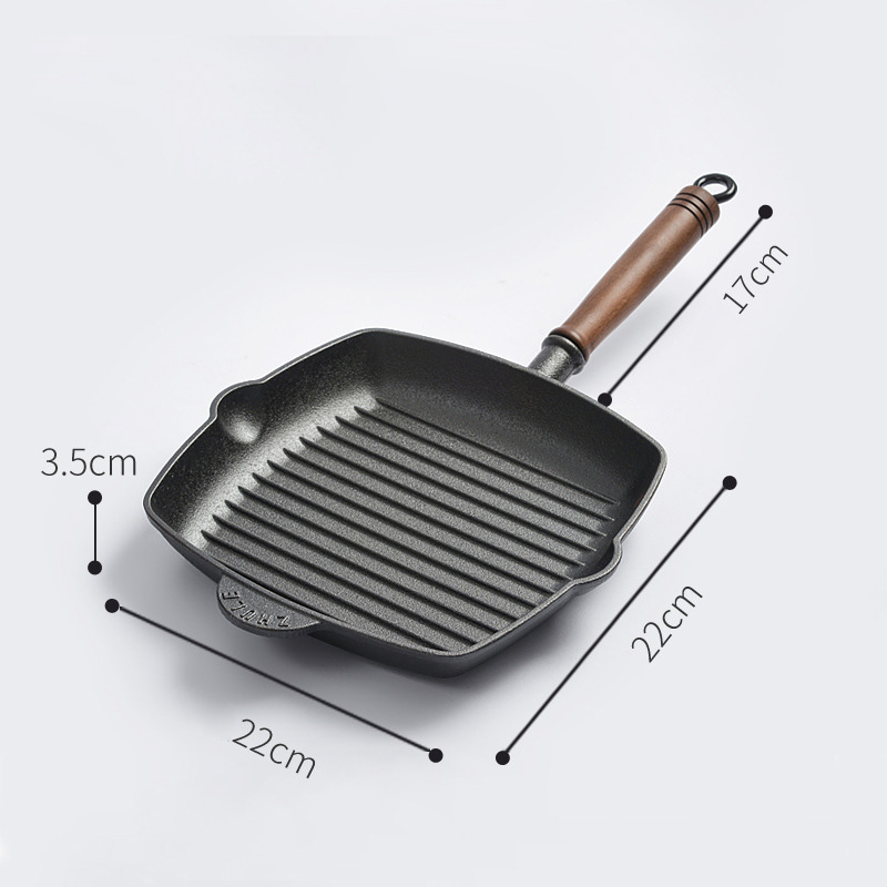 Chảo gang nướng thịt đáy vân nổi OEM NP22