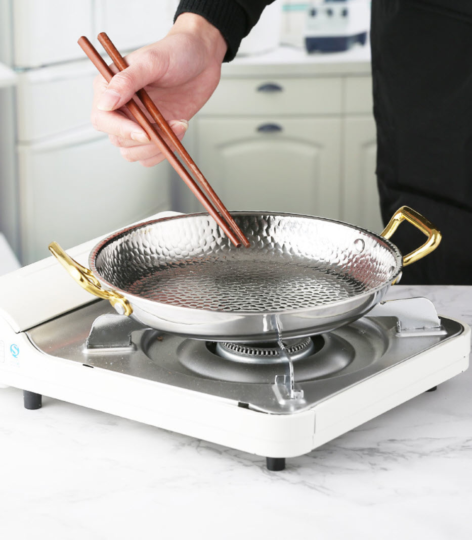 Chảo inox 3 lớp phục vụ món ăn Nhà Hàng OEM ZK011