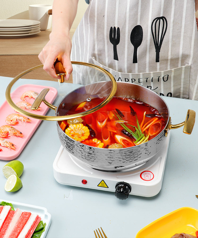 Nồi lẩu inox kèm xửng hấp inox 3 lớp size 18-30cm OEM ZK015