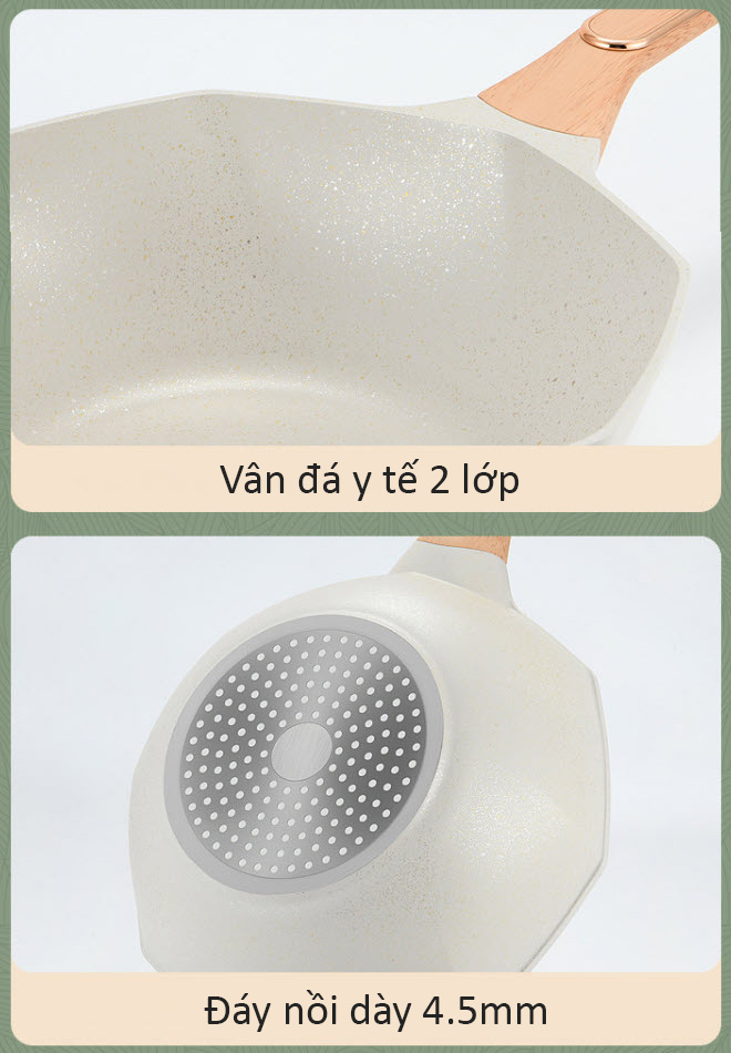 Chảo chống dính 2 lớp vân đá y tế OEM HM2