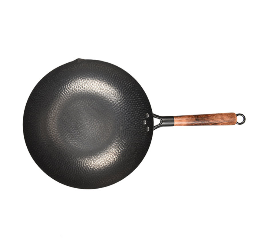 Chảo bầu thép carbon tay cầm gỗ 32cm OEM DDZ01