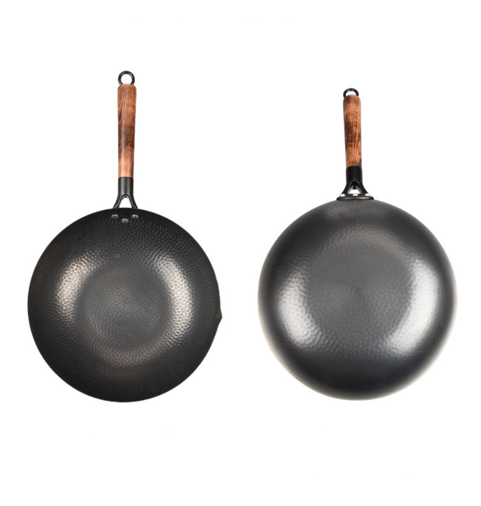 Chảo bầu thép carbon tay cầm gỗ 32cm OEM DDZ01