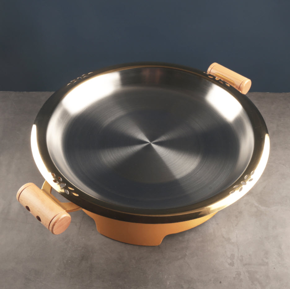 Bộ chảo inox hâm nóng thức ăn kèm bếp cồn nhôm OG98811