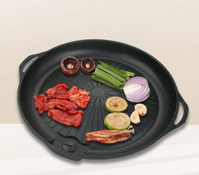Vỉ nướng nhôm chống dính 34cm có rãnh chảy dầu OEM GB30