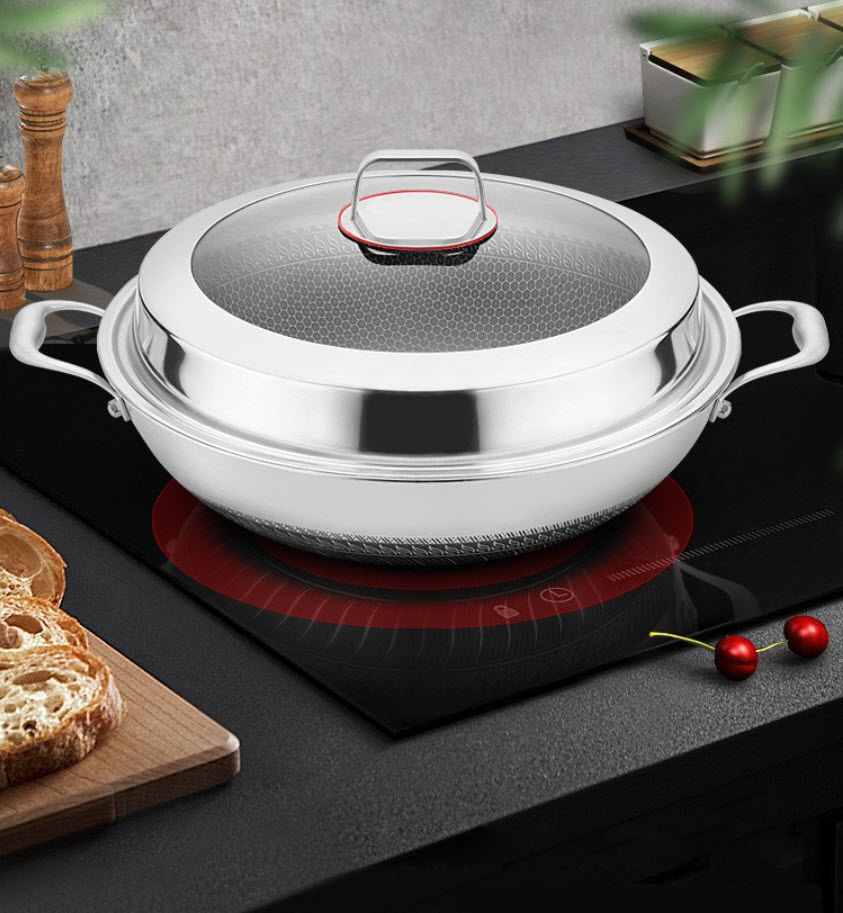 Chảo inox y tế 316 đáy bầu chống dính tổ ong OEM ZJSR1