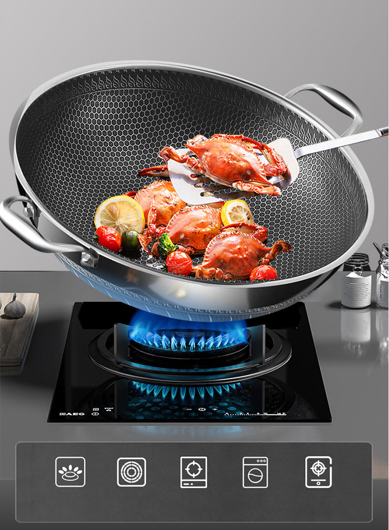 Chảo inox y tế 316 đáy bầu chống dính tổ ong OEM ZJSR1