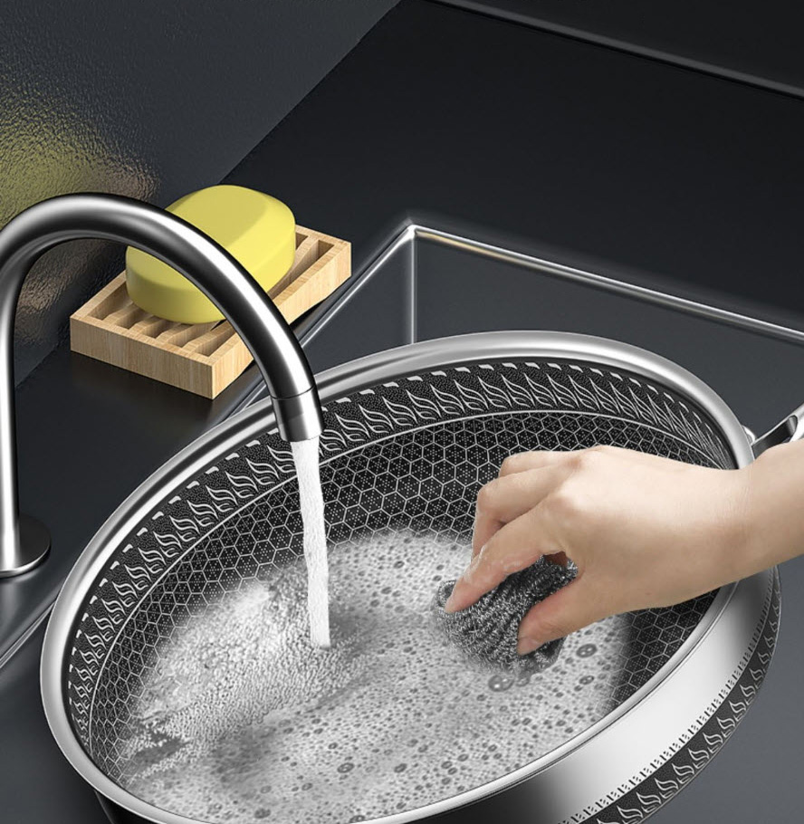 Chảo inox y tế 316 đáy bằng chống dính tổ ong OEM B016