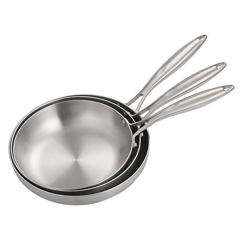 Chảo inox 304 đáy bằng thiết kế 3 lớp OEM YLE001