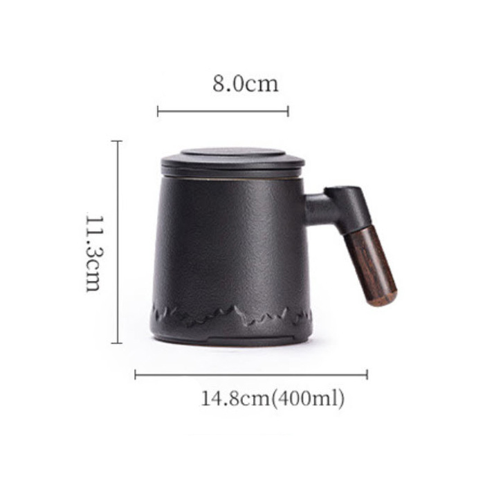 Ly pha trà có lõi lọc bằng gốm sứ có nắp 400ml SB01