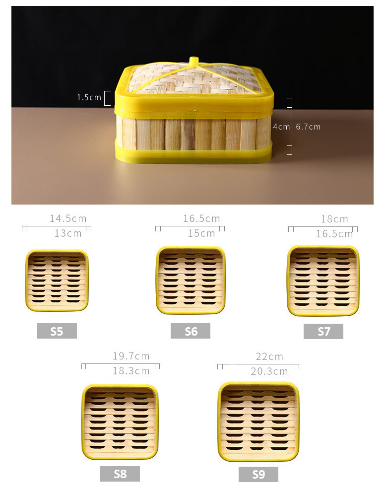 Xửng hấp dimsum, há cảo, hải sản lồng hấp gỗ Tre OEM GB009
