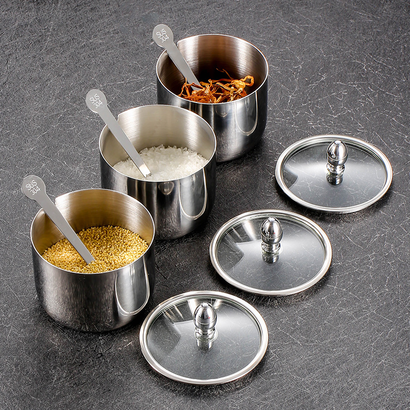 Bộ đựng gia vị 3 ngăn kèm khay inox 304 OEM JMC6589