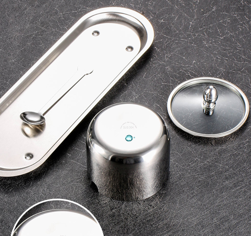 Bộ đựng gia vị 3 ngăn kèm khay inox 304 OEM JMC6589