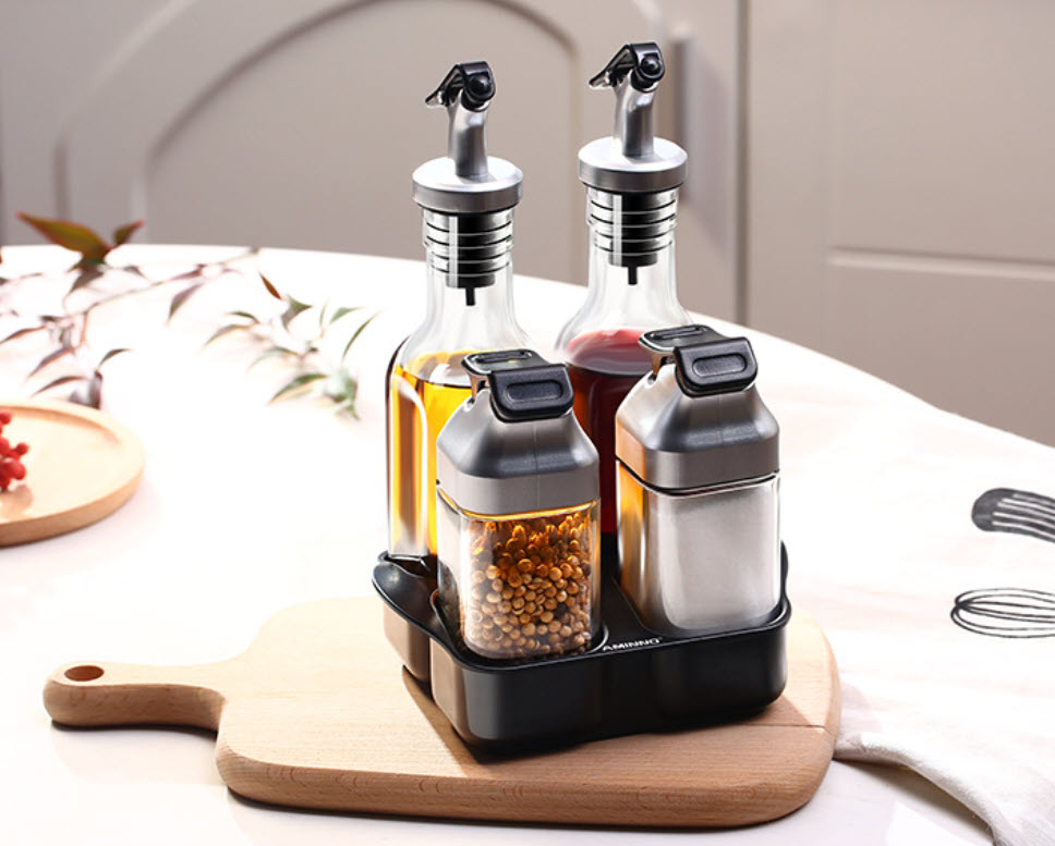Bộ gia vị 4 món thủy tinh đa năng Aimino FH01704