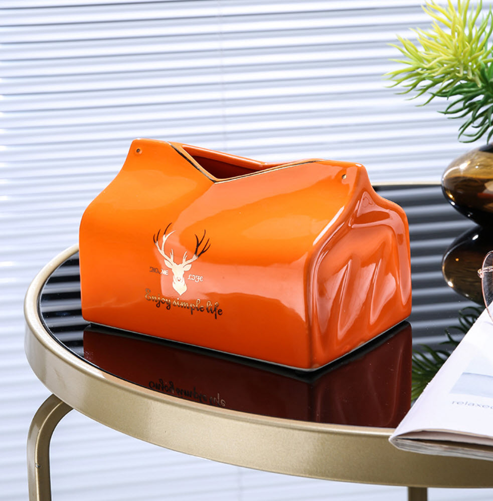 Hộp đựng khăn giấy sứ ceramic 19x13cm OEM M056