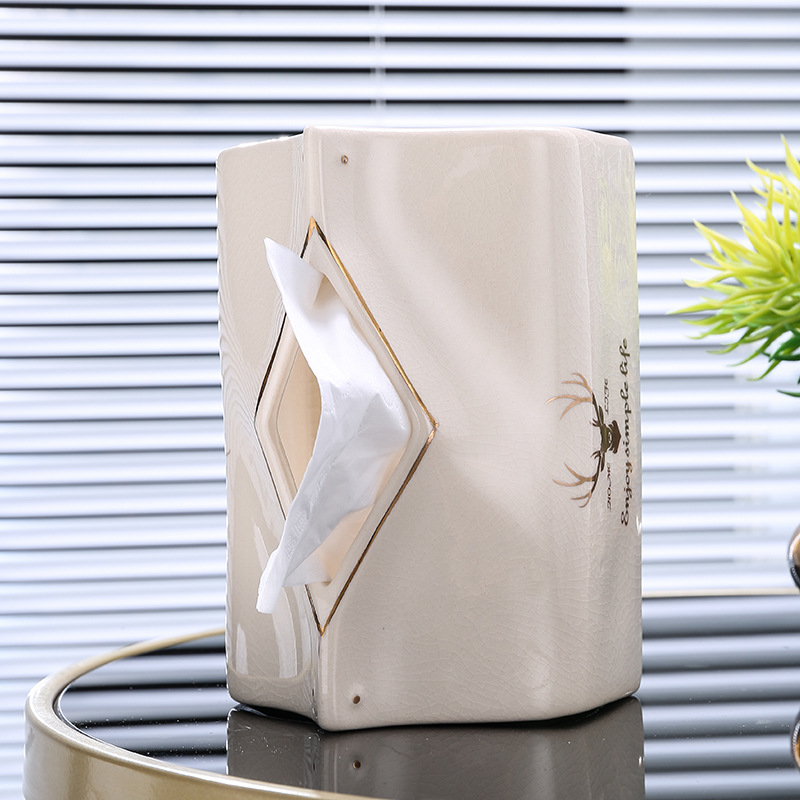 Hộp đựng khăn giấy sứ ceramic 19x13cm OEM M056