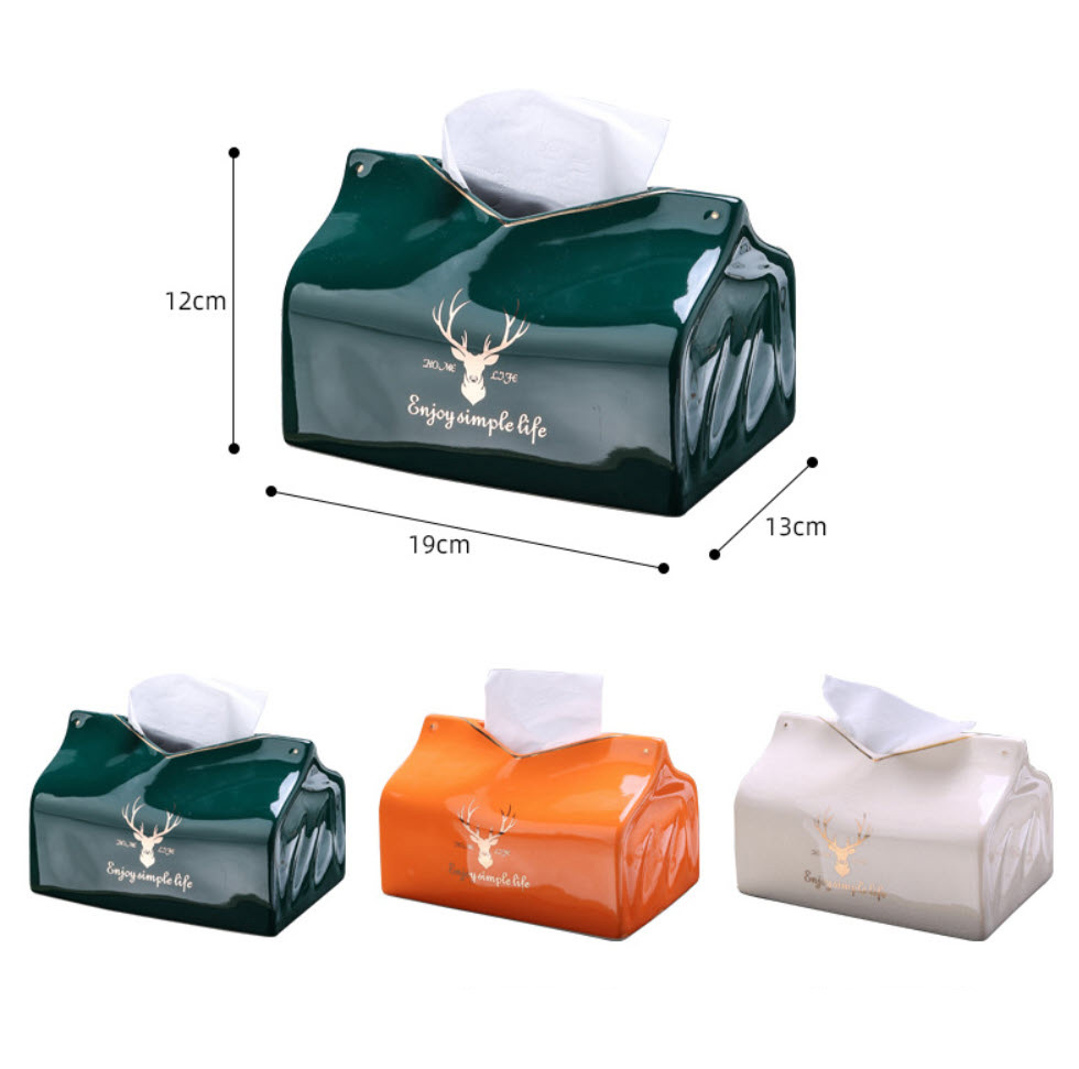 Hộp đựng khăn giấy sứ ceramic 19x13cm OEM M056