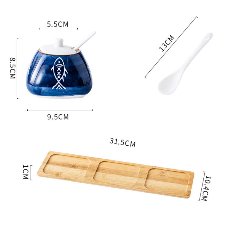 Bộ đựng gia vị 3 ngăn retro sứ ceramics OEM GY001