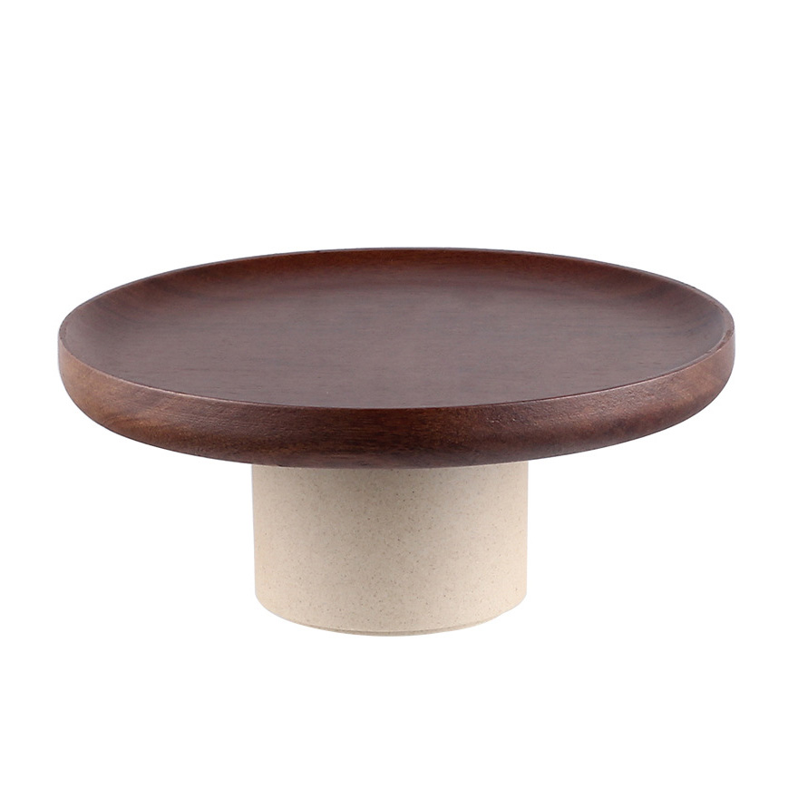 Khay trưng trái cây bánh kẹo gỗ Keo chân gốm OEM YY0470