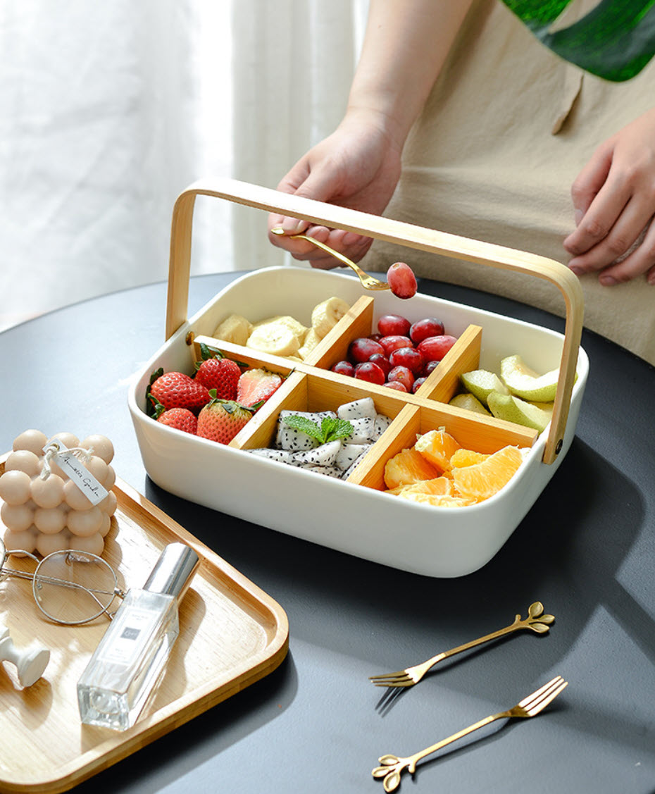 Khay đựng bánh kẹo sứ trắng OEM YY4536