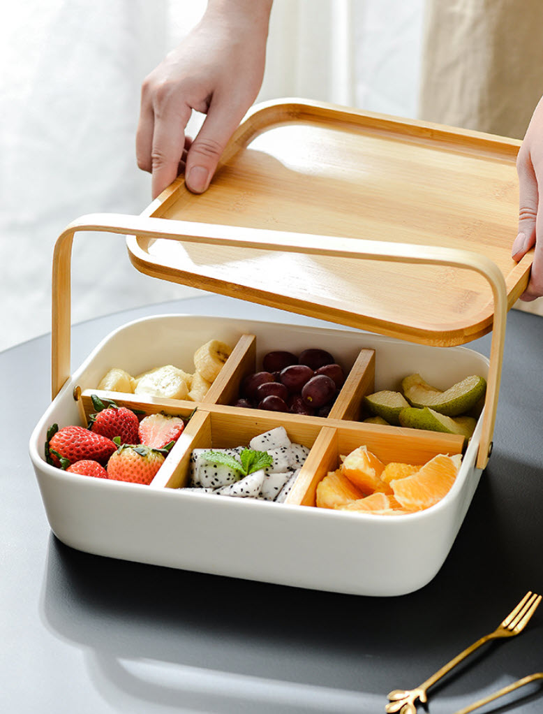 Khay đựng bánh kẹo sứ trắng OEM YY4536