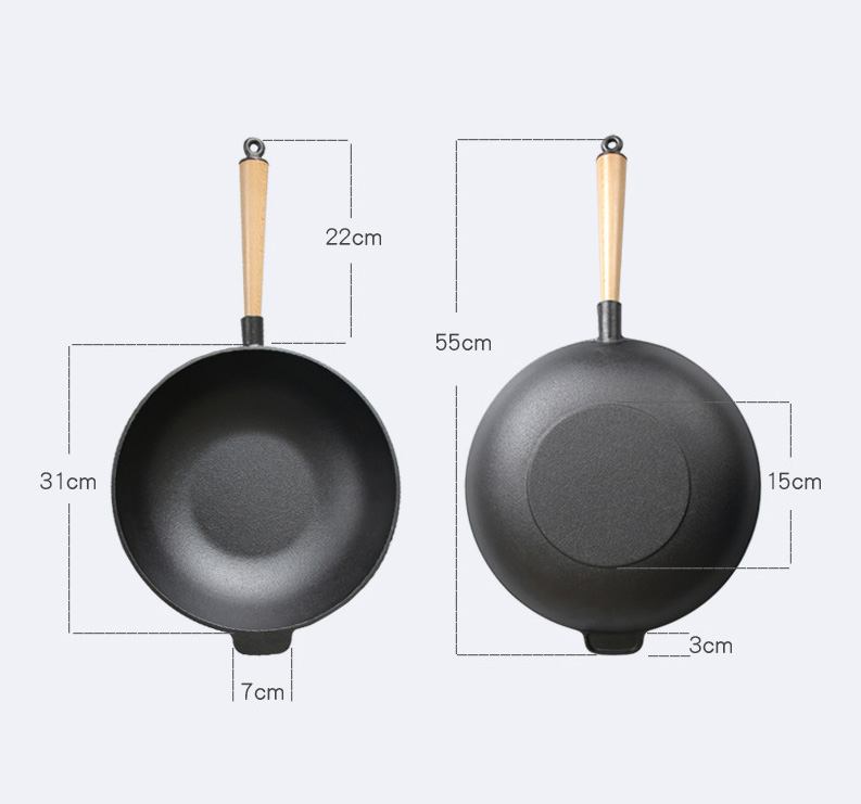 Chảo gang bầu 31cm tay cầm đáy bằng OEM ZT31