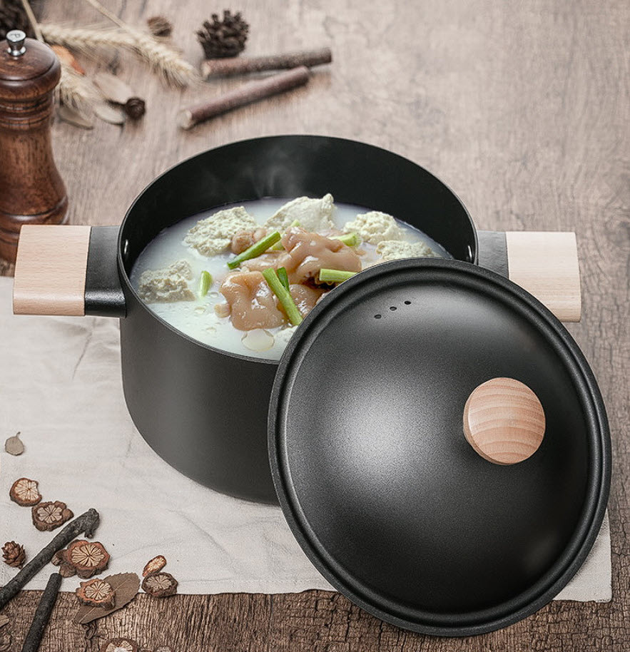 Nồi soup 22cm thép tinh luyện carbon chống dính OEM SST0709
