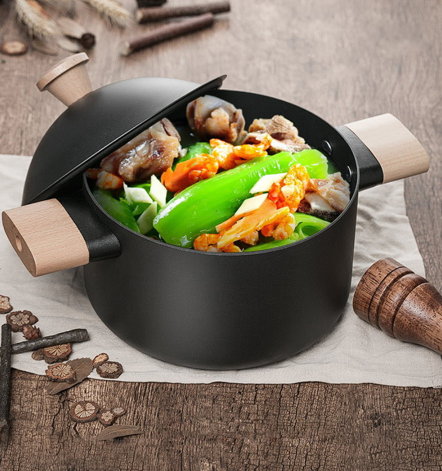 Nồi soup 22cm thép tinh luyện carbon chống dính OEM SST0709
