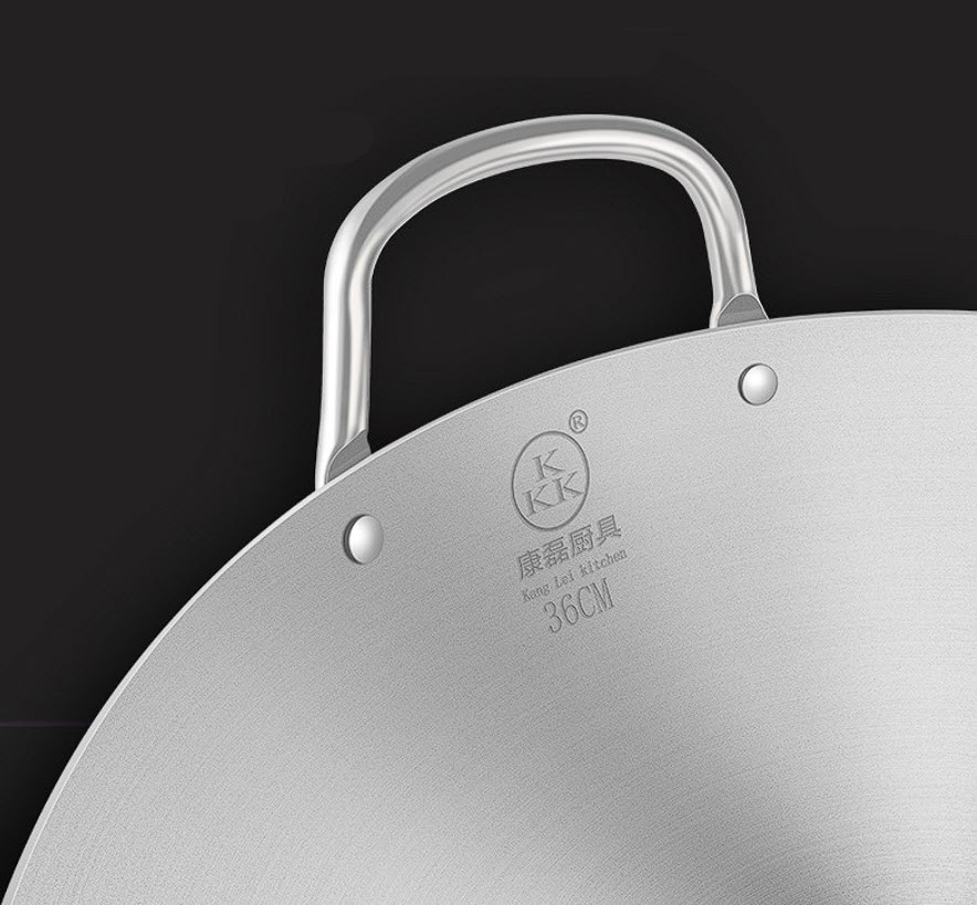 Chảo bầu 1 tay cầm inox 201 size 34-43cm Kanglei D613