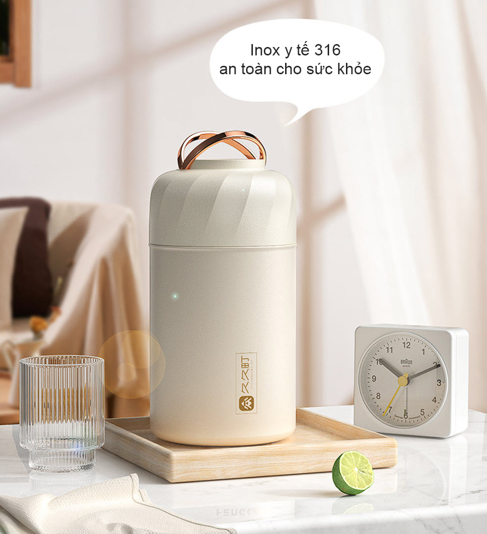 Bình ủ thức ăn giữ nhiệt inox y tế 316 Kukucho JTMSB