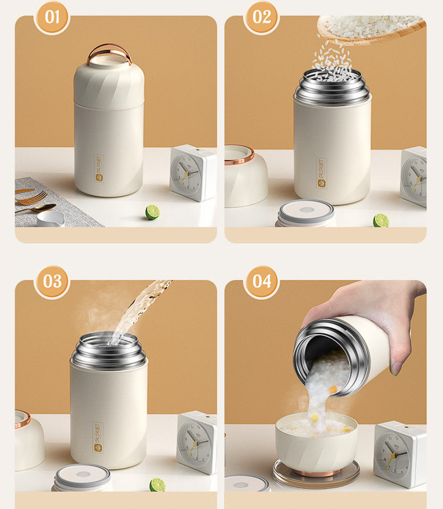 Bình ủ thức ăn giữ nhiệt inox y tế 316 Kukucho JTMSB