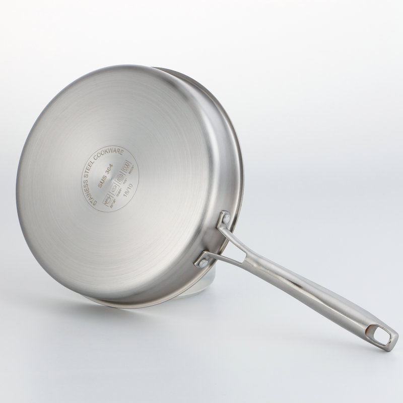 Chảo inox 304 đáy bằng 26-28cm chống dính tổ ong 5 lớp OEM CI002