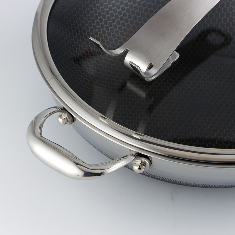 Chảo inox y tế 316 chống dính tổ ong size 34cm OEM CI004