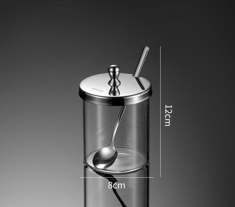 Bộ đựng gia vị inox 304 hũ thủy tinh 2-4 ngăn OEM ERN01