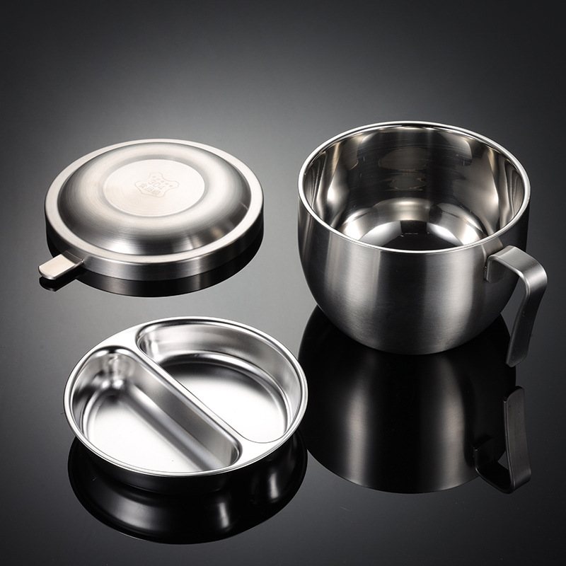 Tô nấu mì 2 lớp cách nhiệt kèm khay topping inox 304 OEM JAH07