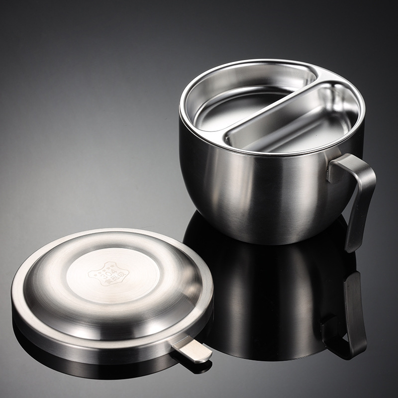 Tô nấu mì 2 lớp cách nhiệt kèm khay topping inox 304 OEM JAH07