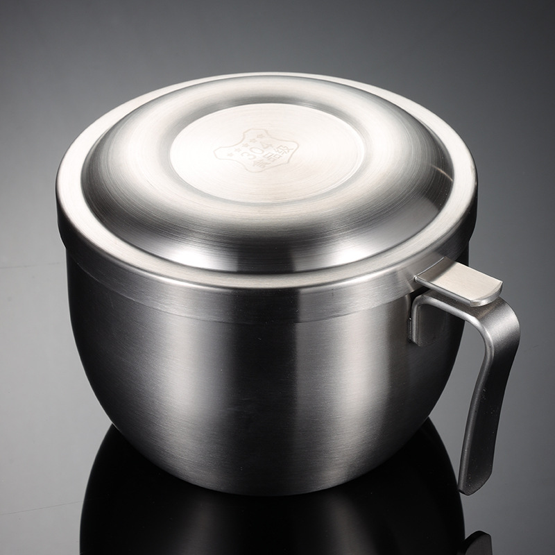Tô nấu mì 2 lớp cách nhiệt kèm khay topping inox 304 OEM JAH07