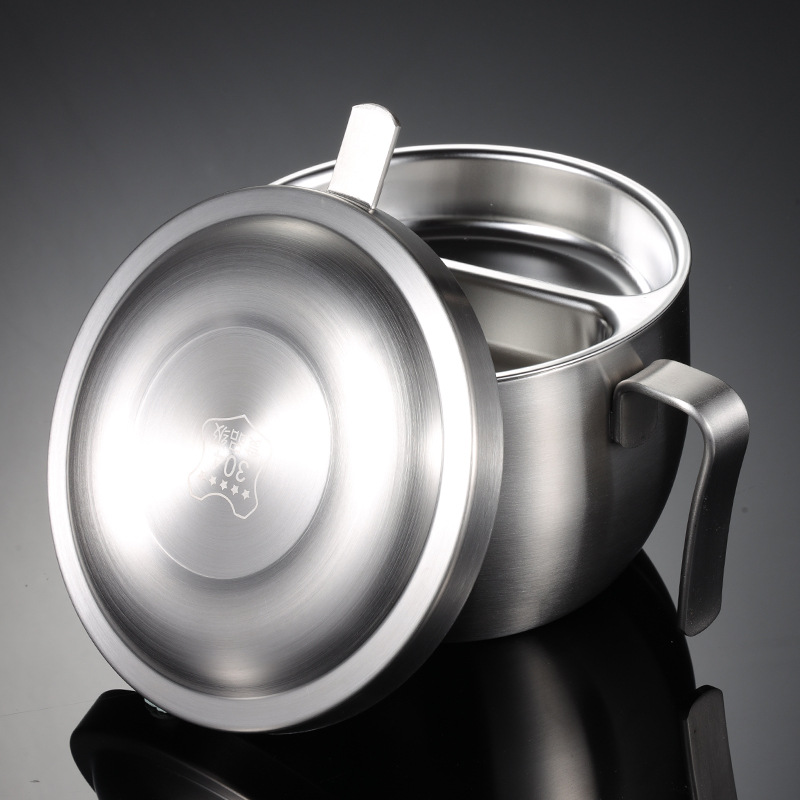 Tô nấu mì 2 lớp cách nhiệt kèm khay topping inox 304 OEM JAH07