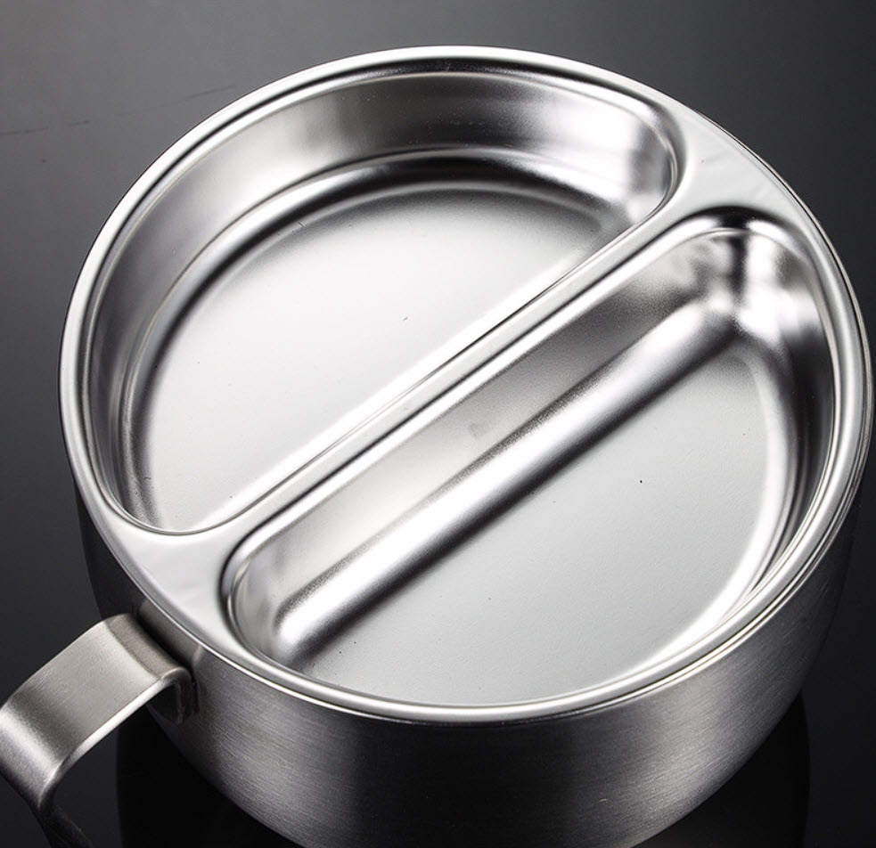 Tô nấu mì 2 lớp cách nhiệt kèm khay topping inox 304 OEM JAH07
