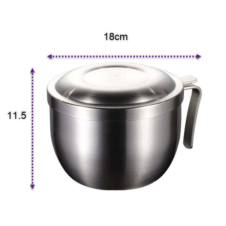 Tô nấu mì 2 lớp cách nhiệt kèm khay topping inox 304 OEM JAH07