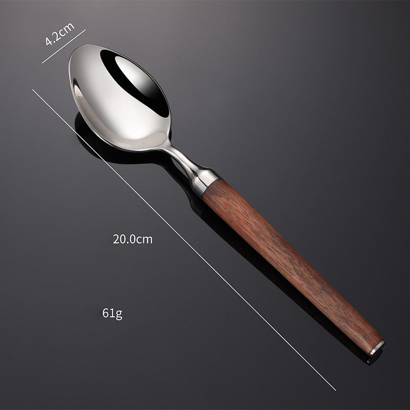 Bộ muỗng ăn muỗng soup nĩa ăn inox 304 cán gỗ OEM JAH16